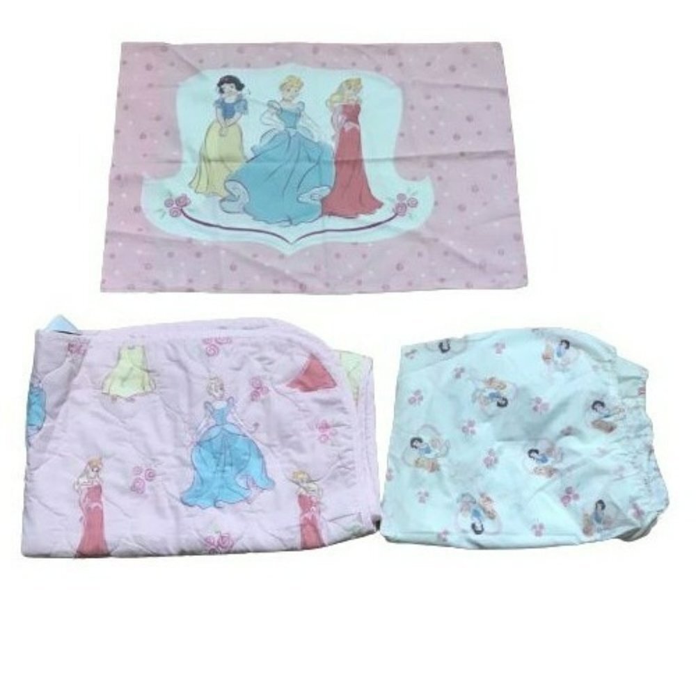Disney Princess Snow White Sleeping Beauty Baby Crib Fitted Sheet Blanket Pillow